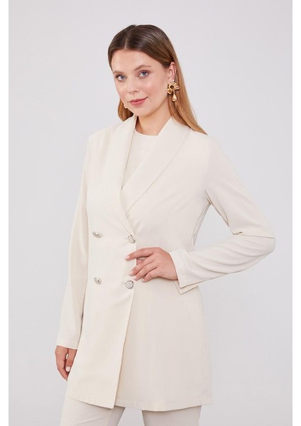 Taş Kruvaze Kesim Blazer Ceket Takım