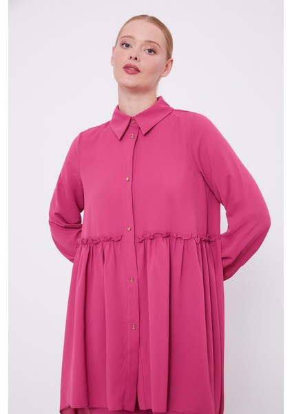 Pembe Göğüs Altı Pileli Şifon Ikili Takım modelleri