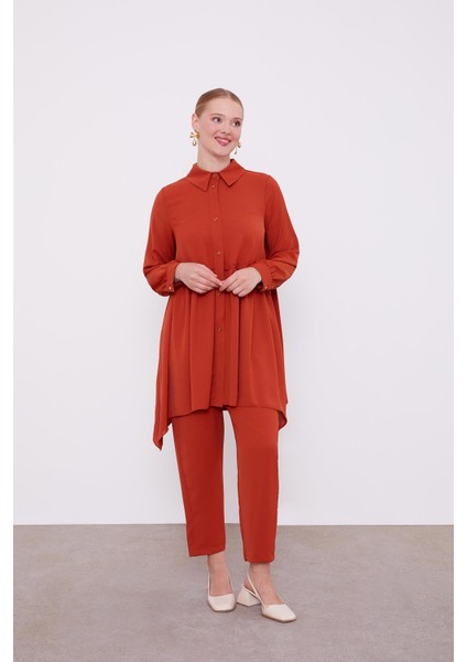 Taba Göğüs Altı Pileli Şifon İkili Takım