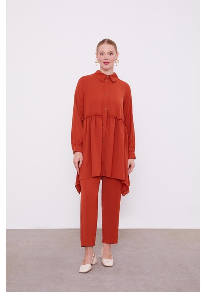 Taba Göğüs Altı Pileli Şifon İkili Takım fiyatları