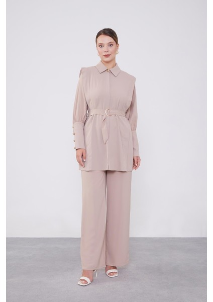 K.Bej Kemer Detaylı Şifon İkili Takım fiyatları