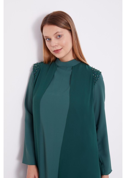 K.Yeşil Şifon Omuzları İşlemeli İkili Takım modelleri