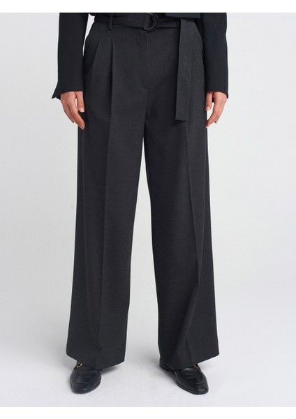 71591 Kemerli Geniş Pantolon-Antrasit fırsatları