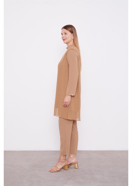 Hardal Şifon Omuzları İşlemeli İkili Takım fiyatları