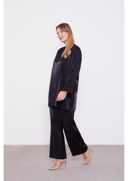 Siyah Omuz İşlemeli Saten İkili Takım fiyatları