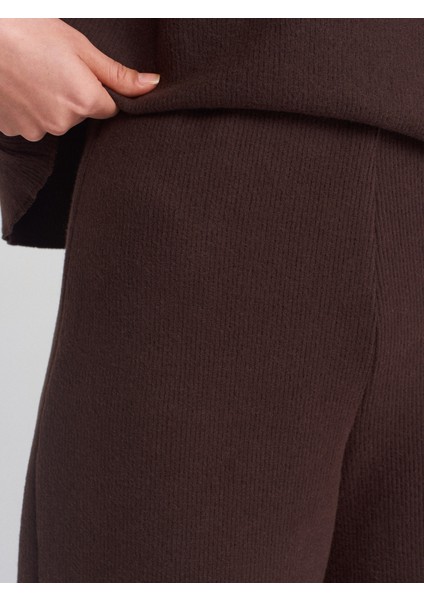 71833 Geniş Paça Fitilli Pantolon-Bej
