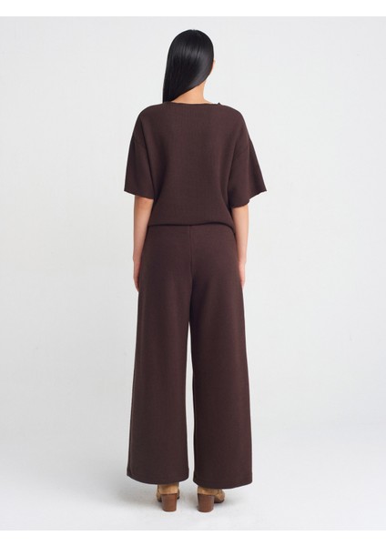 71833 Geniş Paça Fitilli Pantolon-Kahve fiyatları
