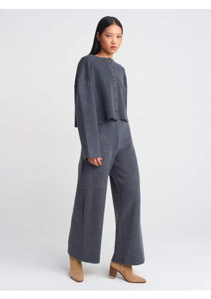 71833 Geniş Paça Fitilli Pantolon-Bej