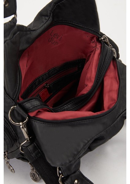 Siyah Metal Zımba Detay Omuz Çantası fırsatları