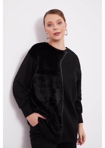 Siyah Peluş Detaylı Kaşmir İkili Takım fırsatları