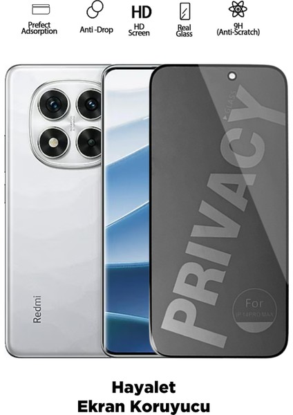 Xioami Redmi Note 14 Tam Kapatan Hayalet Ekran Koruyucu Privacy Tamperli Kırılmaz Cam