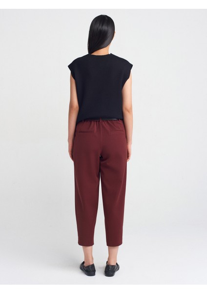 71590 Kemerli Crop Pantolon-Bordo fiyatları