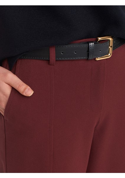 71590 Kemerli Crop Pantolon-Bordo fırsatları