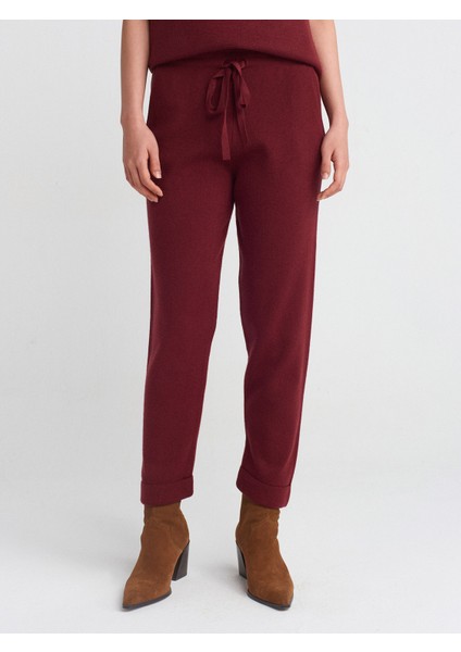 70166 Beli Lastikli Bağcıklı Triko Pantolon-Kahve modelleri