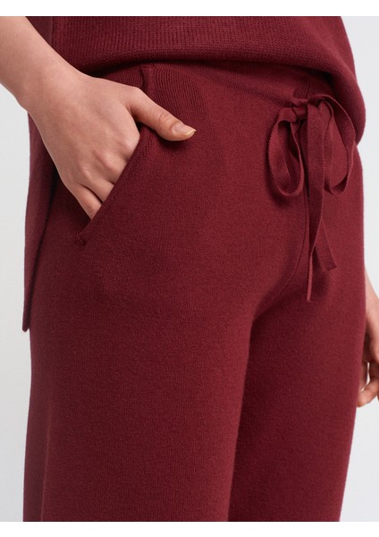 70166 Beli Lastikli Bağcıklı Triko Pantolon-Kahve fırsatları