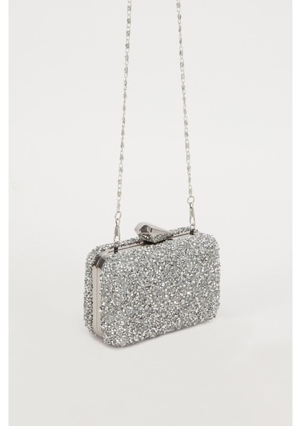 Mini Gümüş Kare Taşlı Abiye El Çantası fiyatları