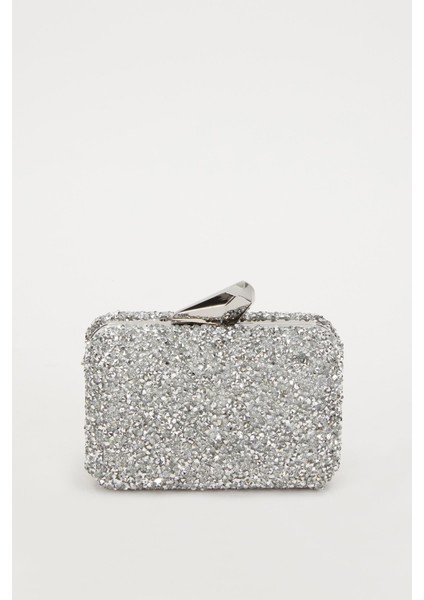 Mini Gümüş Kare Taşlı Abiye El Çantası fırsatları