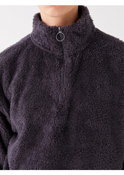 Vision Dik Yaka Düz Uzun Kollu Oversize Kadın Pelüş Sweatshirt fiyatları