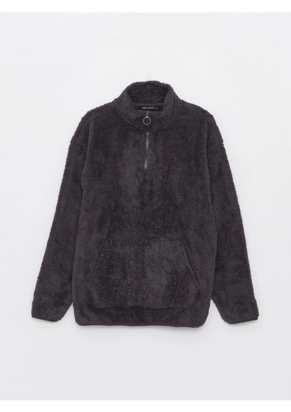 Vision Dik Yaka Düz Uzun Kollu Oversize Kadın Pelüş Sweatshirt fırsatları