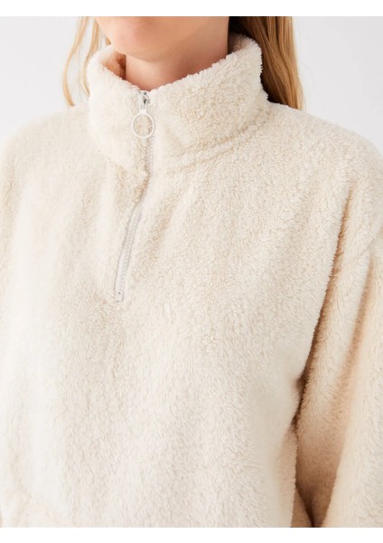 Vision Dik Yaka Düz Uzun Kollu Oversize Kadın Pelüş Sweatshirt fiyatları