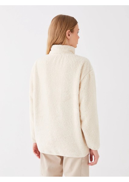 Vision Dik Yaka Düz Uzun Kollu Oversize Kadın Pelüş Sweatshirt modelleri