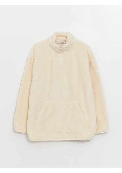 Vision Dik Yaka Düz Uzun Kollu Oversize Kadın Pelüş Sweatshirt fırsatları