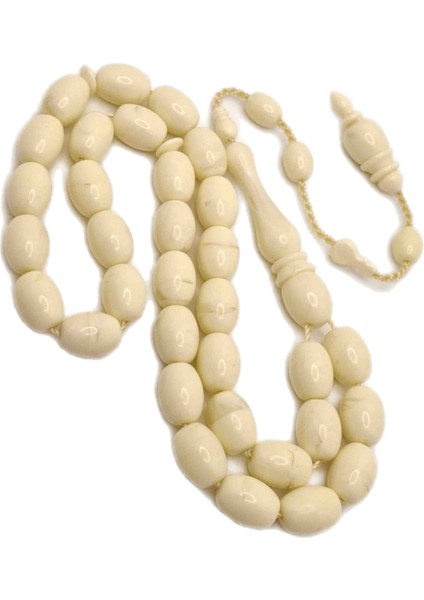 Beyaz Hareli Fıçı Kesim Lüks Model Toz Kehribar Tesbih modelleri