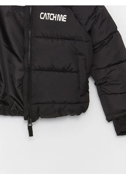 Kids Siyah Kapüşonlu Baskılı Kız Çocuk Şişme Mont fiyatları