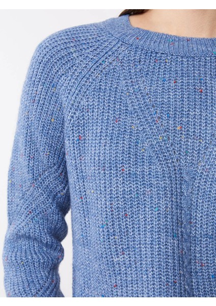 Basic Bisiklet Yaka Kendinden Desenli Uzun Kollu Kadın Triko Kazak fiyatları