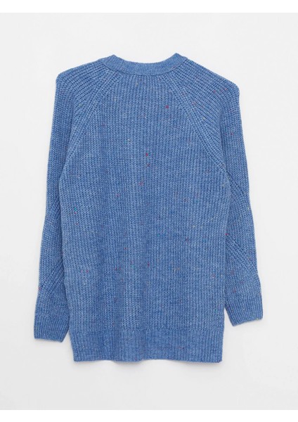 Basic Bisiklet Yaka Kendinden Desenli Uzun Kollu Kadın Triko Kazak indirimleri