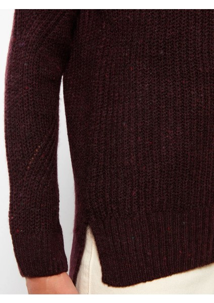 Basic Bisiklet Yaka Kendinden Desenli Uzun Kollu Kadın Triko Kazak fiyatları