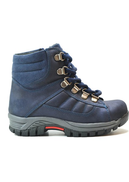 Yağlı Deri Siyah & Lacivert Fermuarlı Trekking Erkek Çocuk Bot