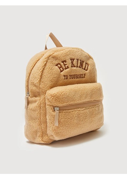 Lcw Accessorıes Kahverengi Nakışlı Pelüş Kız Çocuk Sırt Çantası 24X30X10 cm
