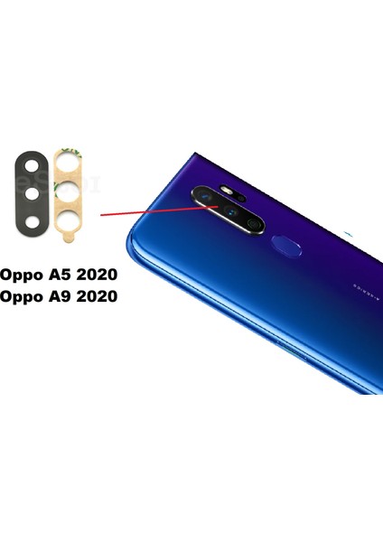 Oppo A9 2020 Arka Kamera Camı Lens Yapışkanlı