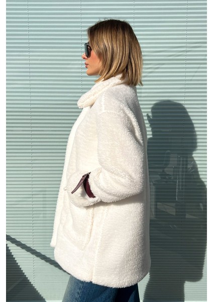 Kadın Kol Ağzı Kemerli Peluş Mont 5206 modelleri