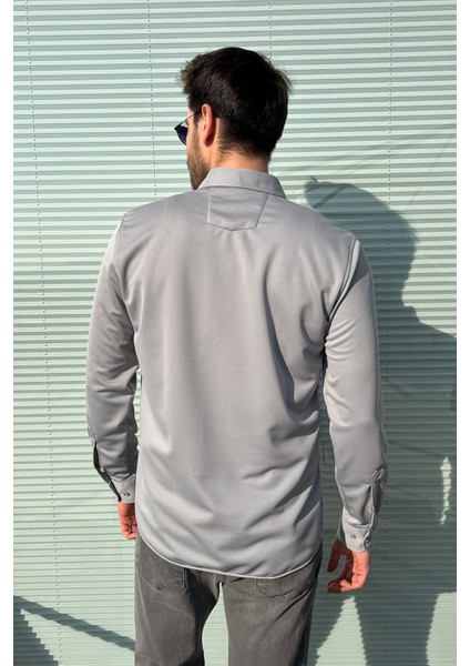 Albertino Uzun Kol Slim Fit Örme Gömlek