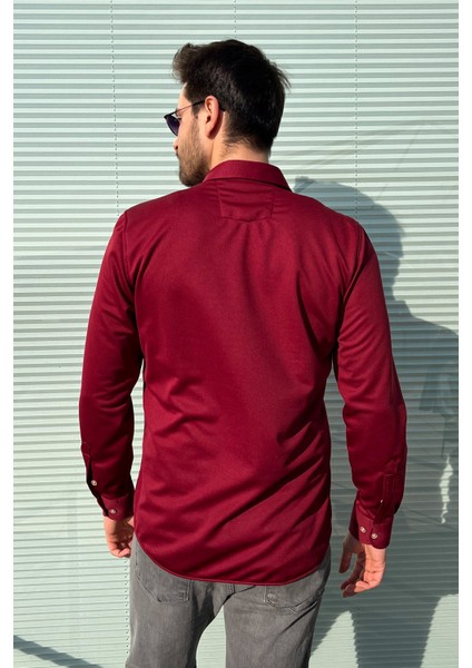 Albertino Uzun Kol Slim Fit Örme Gömlek