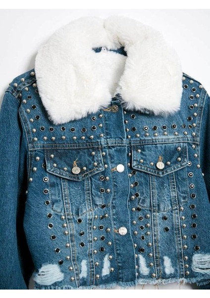 99204 Içi Kürklü Jean Ceket Mavi fiyatları