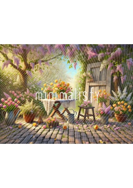 Renkli Çiçeklerle Dolu Bahar Manzarası Arka Plan 200X150CM, Stüdyo Fonu