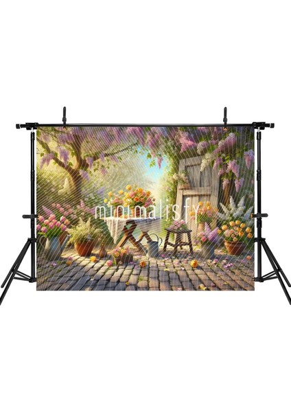 Renkli Çiçeklerle Dolu Bahar Manzarası Arka Plan 200X150CM, Stüdyo Fonu