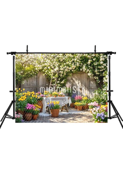 Baharda Renk Cümbüşü: Çiçeklerle Dolu Bahçe Arka Plan, 200X150CM, Stüdyo Fonu