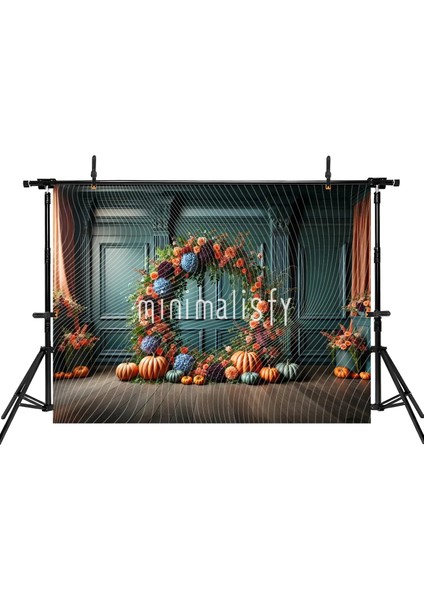 Büyüleyici Çiçekler ve Kabaklarla Süslenmiş Arka Plan, 200X150CM, Stüdyo Fonu fiyatları
