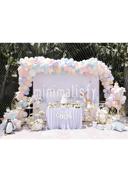 Bebek Parti Teması ile Süslenmiş Renkli Arka Plan, 200X150CM, Stüdyo Fonu