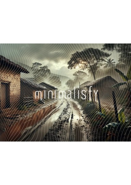 Yağmurlu Bir Kırsal Manzara Arka Plan 200X150CM, Stüdyo Fonu