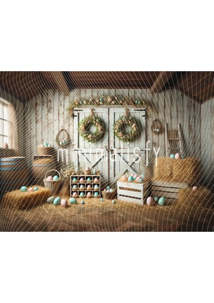 Pastoral Bahar Temasıyla Renkli Yumurta Arka Plan - 200X150CM, Stüdyo Fonu