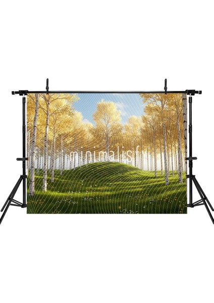 Sarı Ağaçlar ile Dolu Güneşli Bir Orman Arka Plan, 200X150CM, Stüdyo Fonu