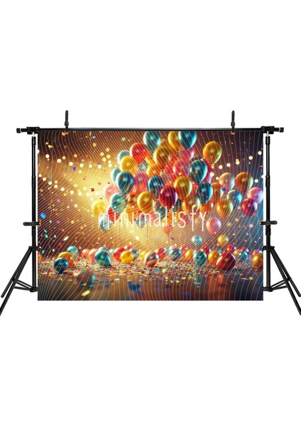 Renk Patırtısı: Canlı Balonlar ve Parlak Konfeti ile Arka Plan, 200X150CM, Stüdyo Fonu