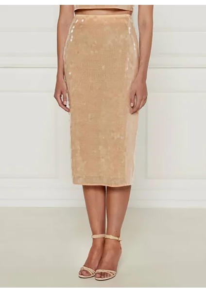 Yüksek Bel Bej Kadın Uzun Etek 8G0413 fiyatları