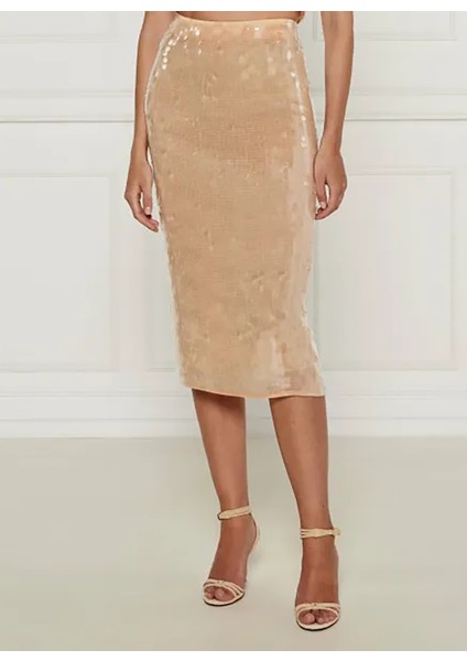 Yüksek Bel Bej Kadın Uzun Etek 8G0413 modelleri