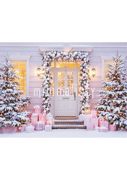 Kış Masalı: Şık Pembeler ve Karla Kaplı Ağaçlarla Dolu, Arka Plan, 200X150CM, Stüdyo Fonu